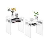 solaround Clear Acrylic End Table 2-Tier Bedside nightstand for Living Room Bedroom Home Decor (Clear Double) - Retail: $150