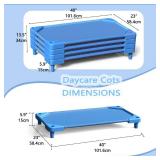 NOUJULOUN Daycare Cots,Stackable Preschool Cot for Kids (4 Packs,Sky Blue,Toddler) - Retail: $110
