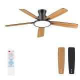 Atolit Ceiling Fans with Lights,52 inch,Quiet,Reversible Motor,Dimmable, Adjustable Color Temperature,6 Speeds,Timer, Low Profile Ceiling Fan for Bedroom,Living Room,Indoor/Outdoor Use (Black) - Retai