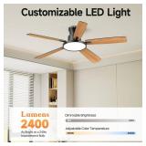 Atolit Ceiling Fans with Lights,52 inch,Quiet,Reversible Motor,Dimmable, Adjustable Color Temperature,6 Speeds,Timer, Low Profile Ceiling Fan for Bedroom,Living Room,Indoor/Outdoor Use (Black) - Retai