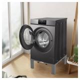 Zsytbyyds 1200LB Heavy-Duty Stainless Steel Laundry Pedestal | Universal Riser for Front Load Washer & Dryer | Anti-Vibration Design, Tool-Free Install(Grey) - Retail: $106