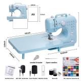 Sewing Machine for Beginners with Extension Table Mini Sewing Machines Kit Supplies 12 Built-in Stitches with Needles Assorted Thread Kit Starter Kit Easiest for Adult and Kids - Retail: $58
