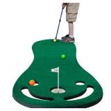KOFULL Putting Green Mats Set - Indoor/Outdoor Golf Putting Practice or Golf Game with 78\" x 24\" Putting Mat, Adjustable Putter, 3 Balls, Training Aid Cup & Flags - Retail: $60