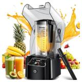 WantJoin Professional Commercial Blender With Shield Quiet Sound Enclosure 2200W Industries Strong and Quiet Professional-Grade Power, Self-Cleaning, Black - Retail: $260