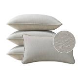Sunbrella Decorative Outdoor Water Repellent Throw Pillows with Inserts, Set of 4, 20\" x12\" Pillows for Patio, Backyard, Bed, Couch, and Patio Furniture, Specrtum Pebble - Retail: $100