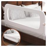 FigTime Bed Rail for Toddlers, Baby Bed Rail Guard for Kids, Toddler Bed Rails with Reinforced Anchor Fit, Height Adjustable & Foldable Bed Rail Guard for Twin, Full, Queen & King Beds (White, 59IN) -