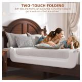 FigTime Bed Rail for Toddlers, Baby Bed Rail Guard for Kids, Toddler Bed Rails with Reinforced Anchor Fit, Height Adjustable & Foldable Bed Rail Guard for Twin, Full, Queen & King Beds (White, 59IN) -