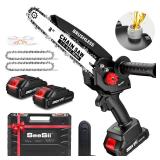 Mini Chainsaw Cordless 8 inch: Electric Chainsaw Battery Powered, Brushless Chain Saw with Auto Oiler, 2pcs Battery, Handheld Saw for Tree Branch Wood Cutting,Gardening Tools for Men Dad Husband - Ret