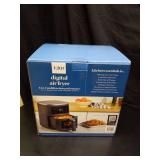 Sur La Table Compact 3.8 Quart Air Fryer - Digital LED Touchscreen Display with 8-Presets, Air Fry, Bake, Roast, Broil, and Reheat, 1500W - Retail: $50