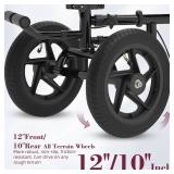 Fvzzin All Terrain Knee Scooter for Adults, Foldable Rolling Knee Scooter with DIY Stickers & Shock Absorber, Steerable Knee Walker for Broken Foot, Ankle Injuries & Surgery, Better Crutch Alternative
