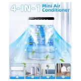 COOLECH Small Air Conditioner w/ 3 Speeds&3 Modes, Remote, 1100ML Tank Humidifier, 8-Cube Ice Tray, 120Â° Oscillating, 4 IN 1 Portable Air Conditioners, 7-Color Light, 4H Timer Desk AC Unit for Bedr