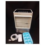 COOLECH Small Air Conditioner w/ 3 Speeds&3 Modes, Remote, 1100ML Tank Humidifier, 8-Cube Ice Tray, 120Â° Oscillating, 4 IN 1 Portable Air Conditioners, 7-Color Light, 4H Timer Desk AC Unit for Bedr