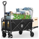 AYP Collapsible Wagon Cart Foldable with Wheels, Beach Wagon with Extended Tailgate & Brake, Heavy Duty Rolling Carts for Garden, Grocery Shopping, Camping, Outdoor Sports, Yard Work, Fishing - Retail