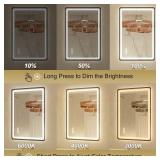 24x36 Inch Black Frame LED Bathroom Mirror with Lights, Dimmable Smart Lighted Bathroom Mirror, Anti-Fog, 3 Colors, Frontlit and Backlit, Waterproof, Memory Function Wall Mirror for Bathroom - Retail: