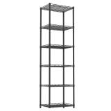 REGILLER 6 Wire Shelving Steel Storage Rack Adjustable Unit Shelves for Laundry Bathroom Kitchen Pantry Closet(Black,11.7\" D x 16.8\" W x 63\" H) - Retail: $37