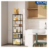 REGILLER 6 Wire Shelving Steel Storage Rack Adjustable Unit Shelves for Laundry Bathroom Kitchen Pantry Closet(Black,11.7\" D x 16.8\" W x 63\" H) - Retail: $37