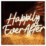 SYLHOME Happily Ever After LED Neon Light Sign Wedding Party Birthday Neon Art Wall Sign Decor USB Bedroom Home Pub Decor Valentine