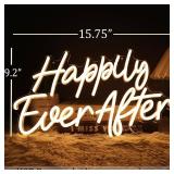 SYLHOME Happily Ever After LED Neon Light Sign Wedding Party Birthday Neon Art Wall Sign Decor USB Bedroom Home Pub Decor Valentine