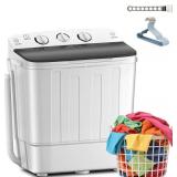 $60 Portable Twin Tub 18lbs Washing Machine with Drying Rack & Hangers