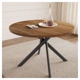 $190 60 Inch Round Dining Table for 4, Compact Carbon Steel Legs