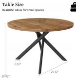 $190 60 Inch Round Dining Table for 4, Compact Carbon Steel Legs