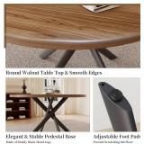 $190 60 Inch Round Dining Table for 4, Compact Carbon Steel Legs