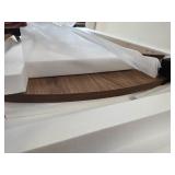 $190 60 Inch Round Dining Table for 4, Compact Carbon Steel Legs