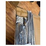 $130 LED Queen Bed Frame with USB, Barn Door Headboard, Metal Slats