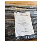 $130 LED Queen Bed Frame with USB, Barn Door Headboard, Metal Slats