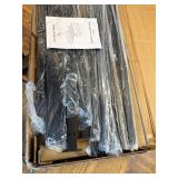 $130 LED Queen Bed Frame with USB, Barn Door Headboard, Metal Slats