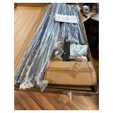 $130 LED Queen Bed Frame with USB, Barn Door Headboard, Metal Slats