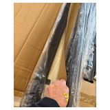 $130 LED Queen Bed Frame with USB, Barn Door Headboard, Metal Slats