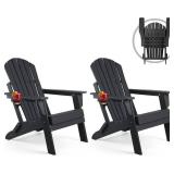 $210 FUNBERRY Folding Adirondack Chairs Set of 2, All-Weather HDPE