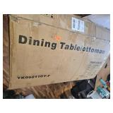 $180 30" Tall Gray Wicker Table with Tempered Glass Top and Two Ottomans