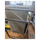 $180 30" Tall Gray Wicker Table with Tempered Glass Top and Two Ottomans