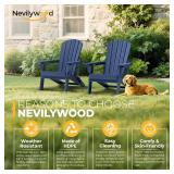 $390 Nevilywood Folding Adirondack Chair Cup Holder Set of 4 Navy