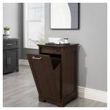 $110 Tilt-Out Trash Cabinet Wooden, 10 Gallon, Single Door Dark Walnut