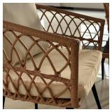 $99 3 Piece Patio Bistro Set - Rattan Table & Chairs (Set 2) - Beige