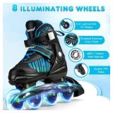 Adjustable Inline Skates with Light Up Wheels for Kids & Adults