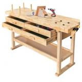 $220 Olympia Tools 60-inch Rubberwood Workbench with Built-in Wooden Vise