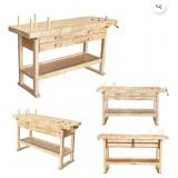 $220 Olympia Tools 60-inch Rubberwood Workbench with Built-in Wooden Vise
