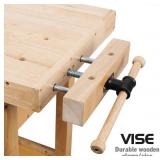 $220 Olympia Tools 60-inch Rubberwood Workbench with Built-in Wooden Vise