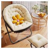 $209 YCKEGEW Folding Papasan Chair Oversized Saucer Chair, Grey