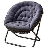 $209 YCKEGEW Folding Papasan Chair Oversized Saucer Chair, Grey