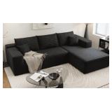 Parts of L Shaped Couch, Black Corduroy