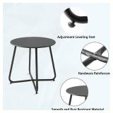 Patio Round Side Table Waterproof Metal Outdoor Table, Sage GREEN.