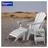 Briopaws Folding Adirondack Ottoman HDPE Footrest White