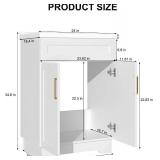 $164 Bathroom Vanity with Ceramic Sink, 24-Inch Milky White Cabinet