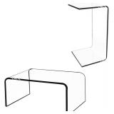 $70 C-Shape Acrylic Side Table, 20x12x10, Clear Lucite Nightstand