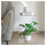 $70 C-Shape Acrylic Side Table, 20x12x10, Clear Lucite Nightstand